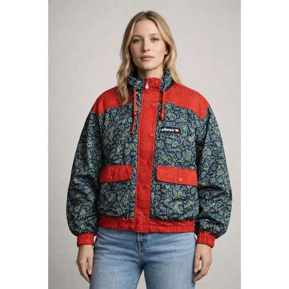 Vintage Ellesse Paisley Bomber Jacket Red Trim Korea M